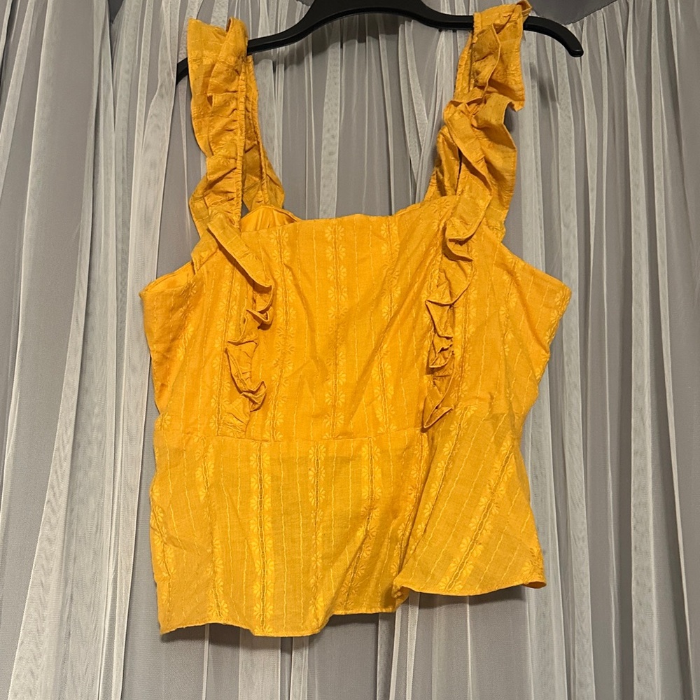 LC Lauren Conrad Yellow Ruffled Blouse